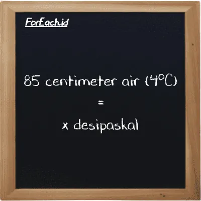 Contoh konversi centimeter air (4<sup>o</sup>C) ke desipaskal (cmH2O ke dPa)