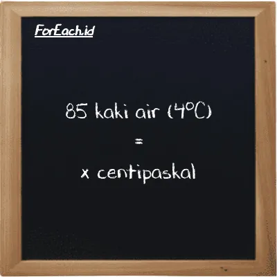 Contoh konversi kaki air (4<sup>o</sup>C) ke centipaskal (ftH2O ke cPa)