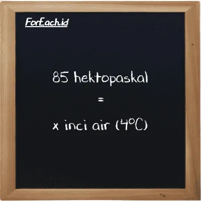 Contoh konversi hektopaskal ke inci air (4<sup>o</sup>C) (hPa ke inH2O)