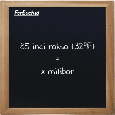 Contoh konversi inci raksa (32<sup>o</sup>F) ke milibar (inHg ke mbar)