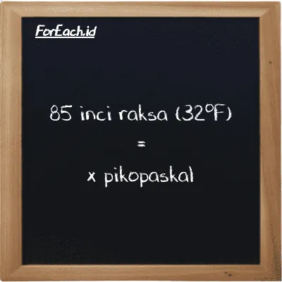 Contoh konversi inci raksa (32<sup>o</sup>F) ke pikopaskal (inHg ke pPa)
