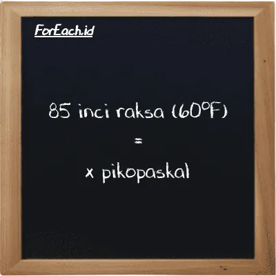 Contoh konversi inci raksa (60<sup>o</sup>F) ke pikopaskal (inHg ke pPa)
