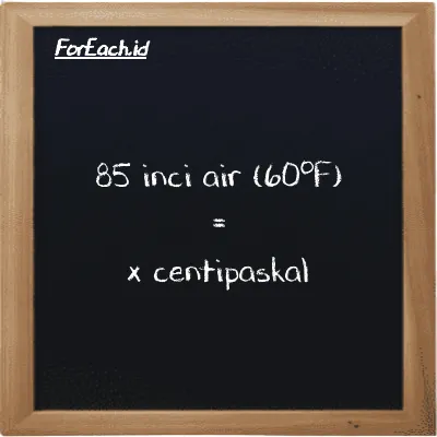 Contoh konversi inci air (60<sup>o</sup>F) ke centipaskal (inH20 ke cPa)