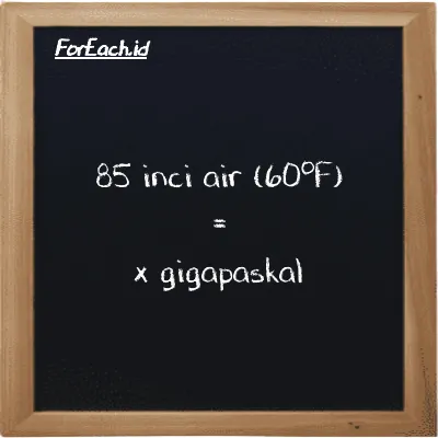 Contoh konversi inci air (60<sup>o</sup>F) ke gigapaskal (inH20 ke GPa)