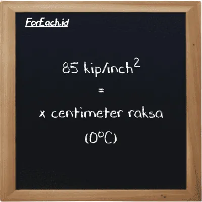 Contoh konversi kip/inch<sup>2</sup> ke centimeter raksa (0<sup>o</sup>C) (ksi ke cmHg)