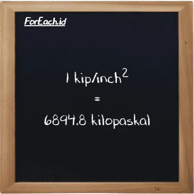 1 kip/inch<sup>2</sup> setara dengan 6894.8 kilopaskal (1 ksi setara dengan 6894.8 kPa)