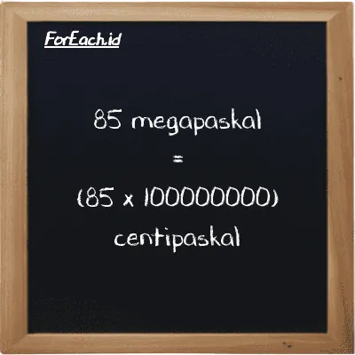 Cara konversi megapaskal ke centipaskal (MPa ke cPa): 85 megapaskal (MPa) setara dengan 85 dikalikan dengan 100000000 centipaskal (cPa)
