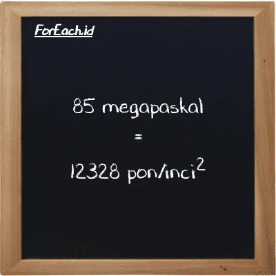 85 megapaskal setara dengan 12328 pon/inci<sup>2</sup> (85 MPa setara dengan 12328 psi)