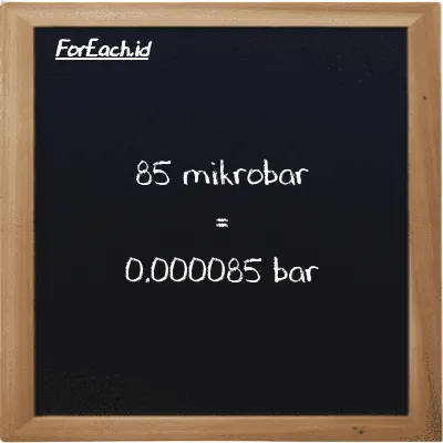 85 mikrobar setara dengan 0.000085 bar (85 µbar setara dengan 0.000085 bar)