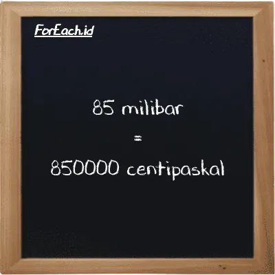 85 milibar setara dengan 850000 centipaskal (85 mbar setara dengan 850000 cPa)