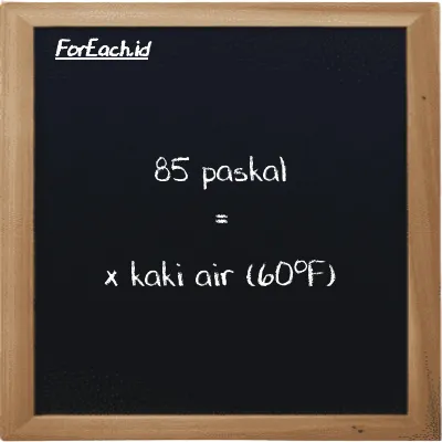 Contoh konversi paskal ke kaki air (60<sup>o</sup>F) (Pa ke ftH2O)