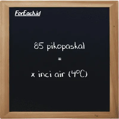 Contoh konversi pikopaskal ke inci air (4<sup>o</sup>C) (pPa ke inH2O)