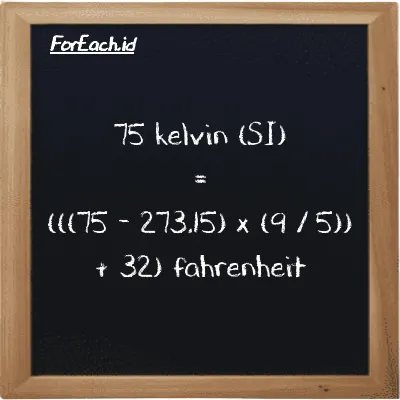 Rumus untuk konversi Kelvin ke Fahrenheit (K ke <sup>o</sup>F)