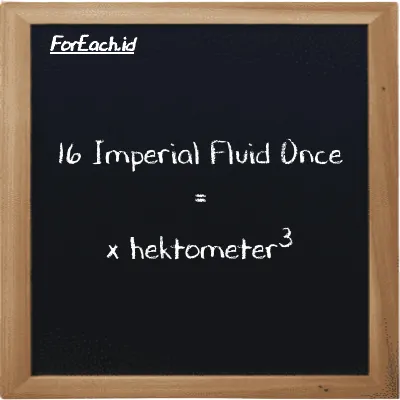 Contoh konversi Imperial Fluid Once ke hektometer<sup>3</sup> (imp fl oz ke hm<sup>3</sup>)