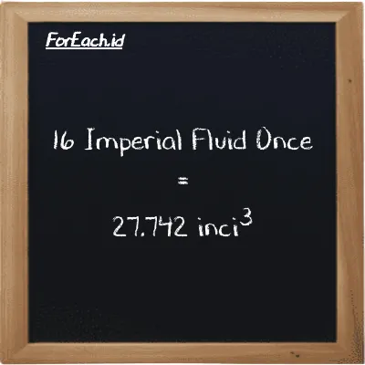 16 Imperial Fluid Once setara dengan 27.742 inci<sup>3</sup> (16 imp fl oz setara dengan 27.742 in<sup>3</sup>)