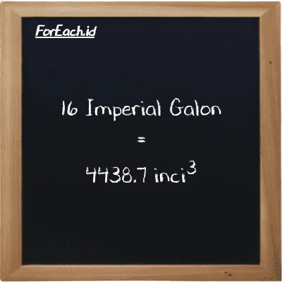 16 Imperial Galon setara dengan 4438.7 inci<sup>3</sup> (16 imp gal setara dengan 4438.7 in<sup>3</sup>)