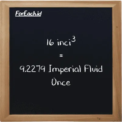 16 inci<sup>3</sup> setara dengan 9.2279 Imperial Fluid Once (16 in<sup>3</sup> setara dengan 9.2279 imp fl oz)