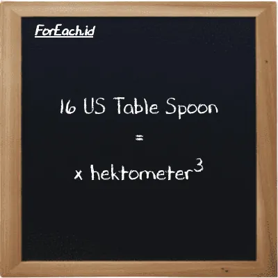 Contoh konversi US Table Spoon ke hektometer<sup>3</sup> (tbsp ke hm<sup>3</sup>)